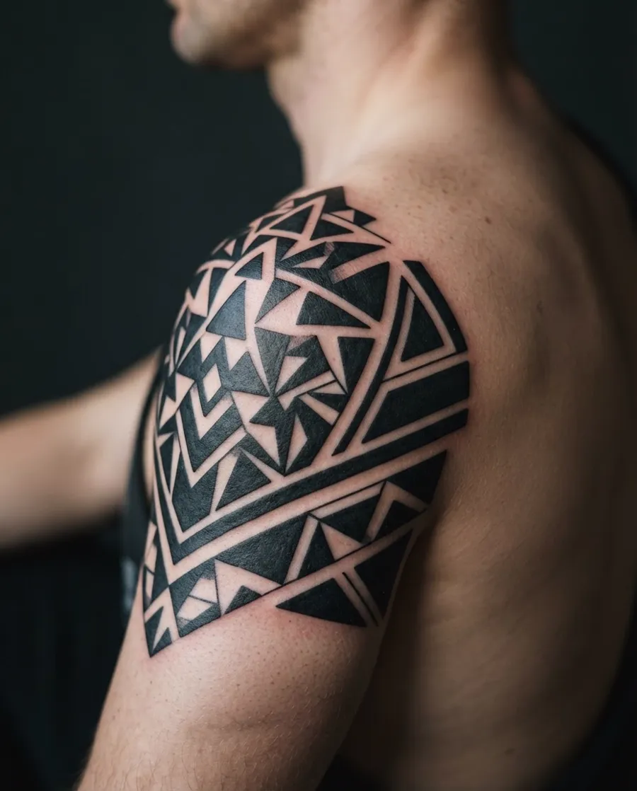 Geometrisch bovenarmstuk in zwart