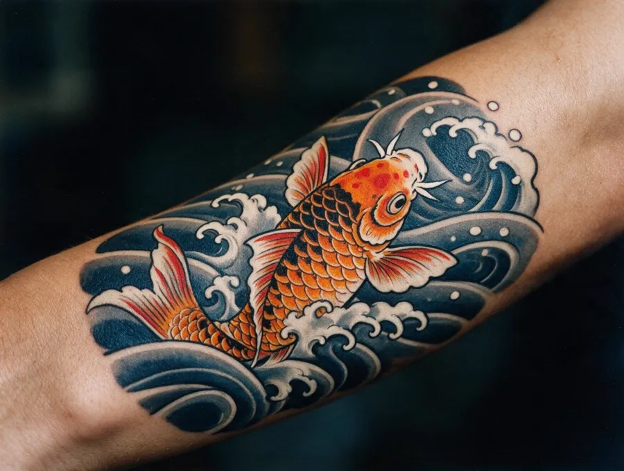 Koi op de onderarm, Japans